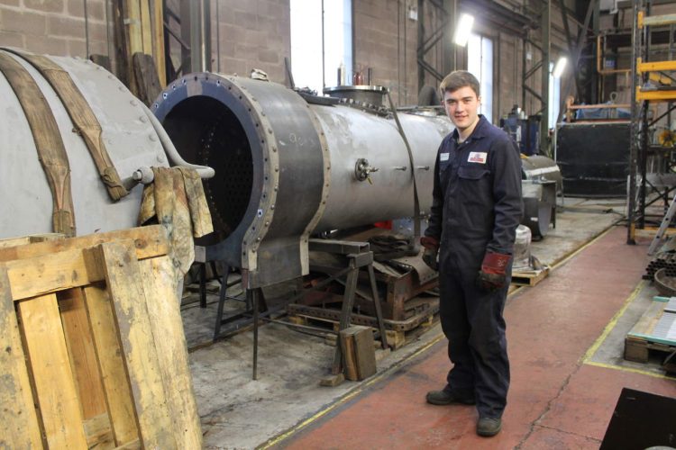 Jack Kerswill with the Isle of Man No 1 boiler, made at SVR as part of a large contract.