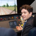 Rail Minister, Huw Merriman on board the East Coast Digital Programme driver simulator