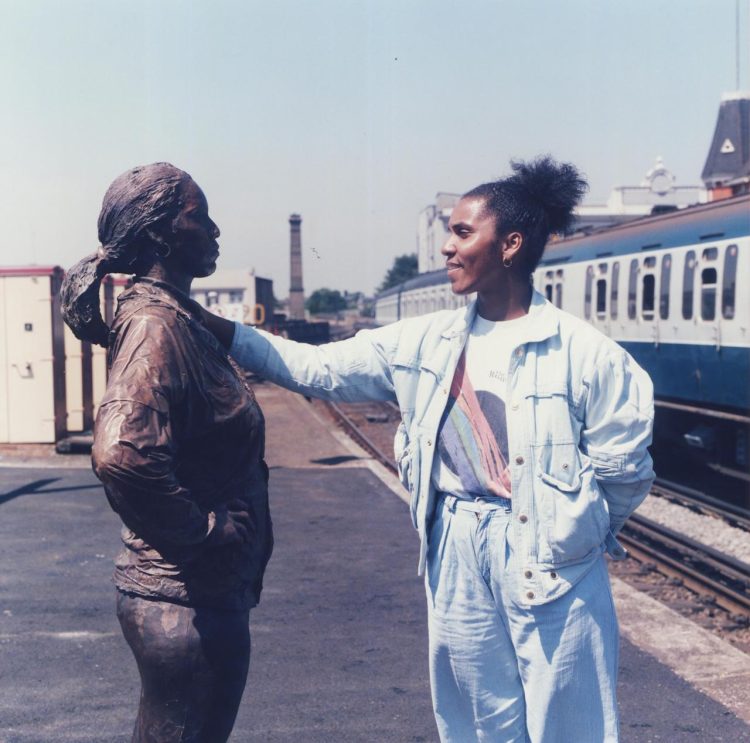 Joy Battick and her sculpture in 1986