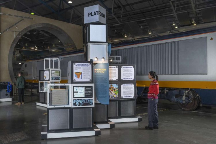 Visitors exploring the Decarbonsation season of Innovation Platform at the National Railway Museum, credit NRM