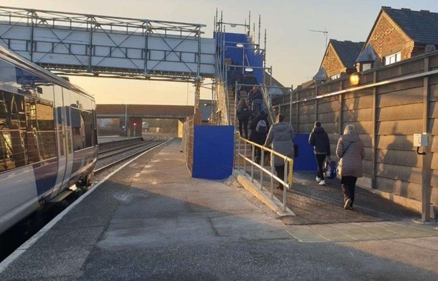 Temporary footbridge at Bridlington station