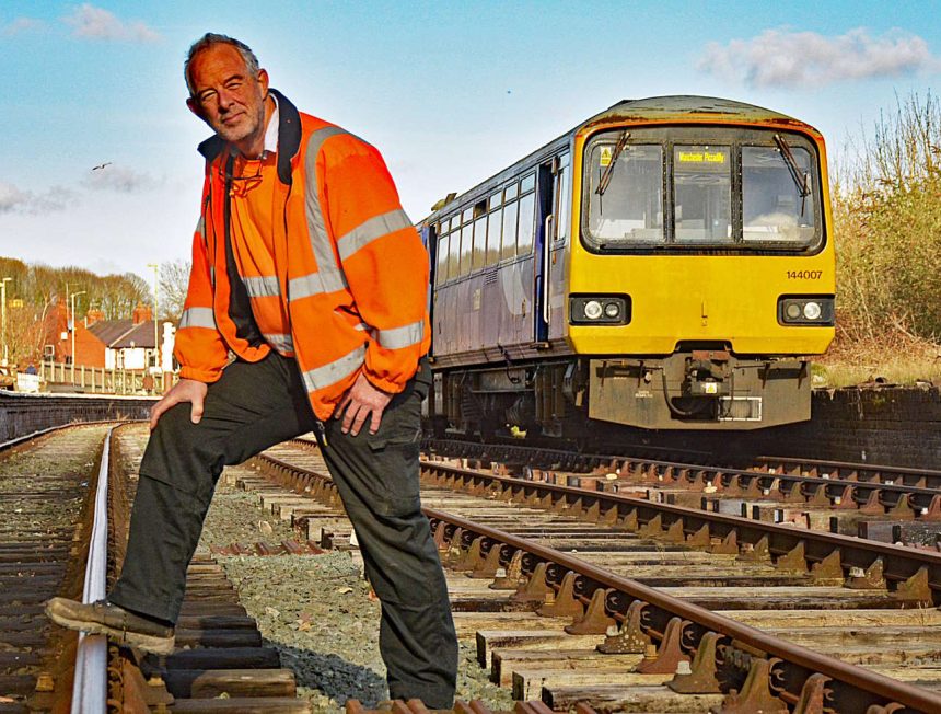 CHR General Manager Andy Green oversees the installation of three lines of track at Oswestry for the first time since 1966