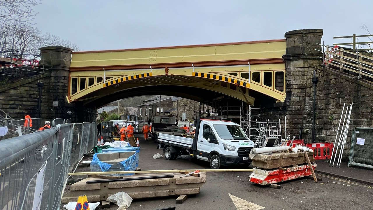 Original section of historic Buxton Road bridge after repainting 29 March 2023