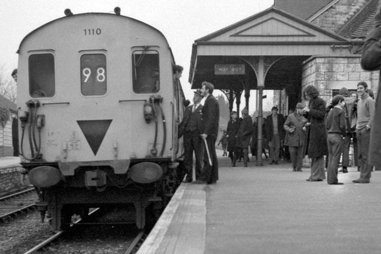Last day of BR trains Corfe Castle 13 yr old Peter Frost 2nd from right 1 Januarey 1972 IAN NOLAN