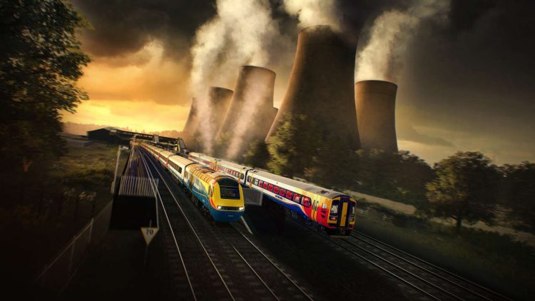 Artwork of train passing power station // Credit: TSW3