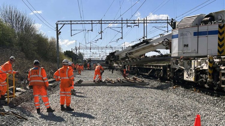 Track upgrades at Basford Hall in Crewe Easter 2023