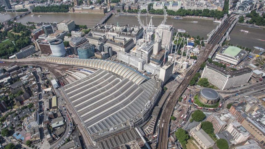 Waterloo railway station aerial view