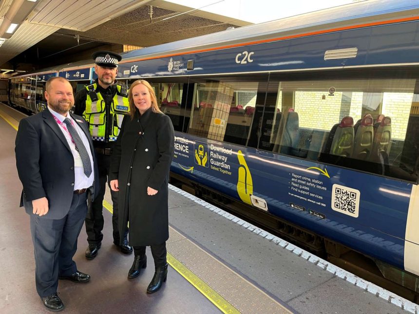 Train wrapped in support of British Transport Police’s ‘Railway Guardian’ app.