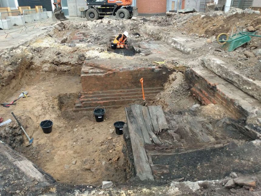 Archaeological excavation in the Great Hall Courtyard at the National Railway Museum