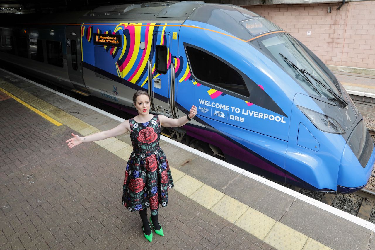 Soprano Morgan Carter serenades the TPE Eurovision wrapped train 