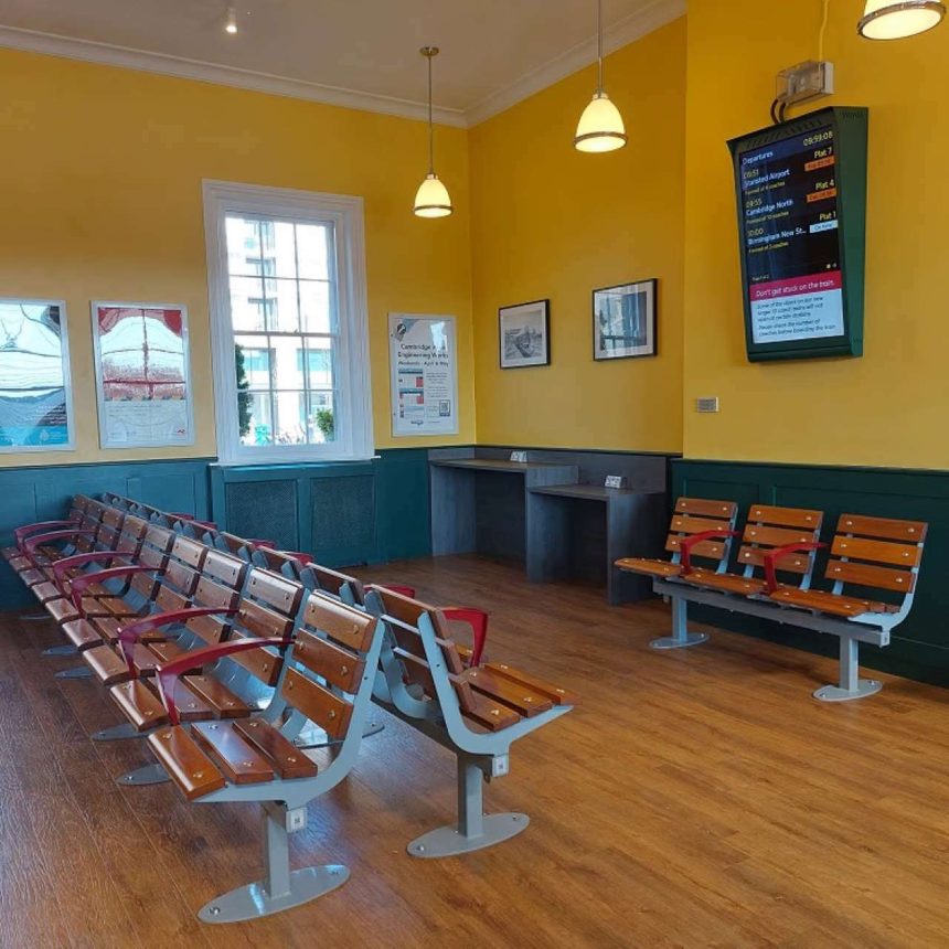 The newly redecorated waiting room at Cambridge station