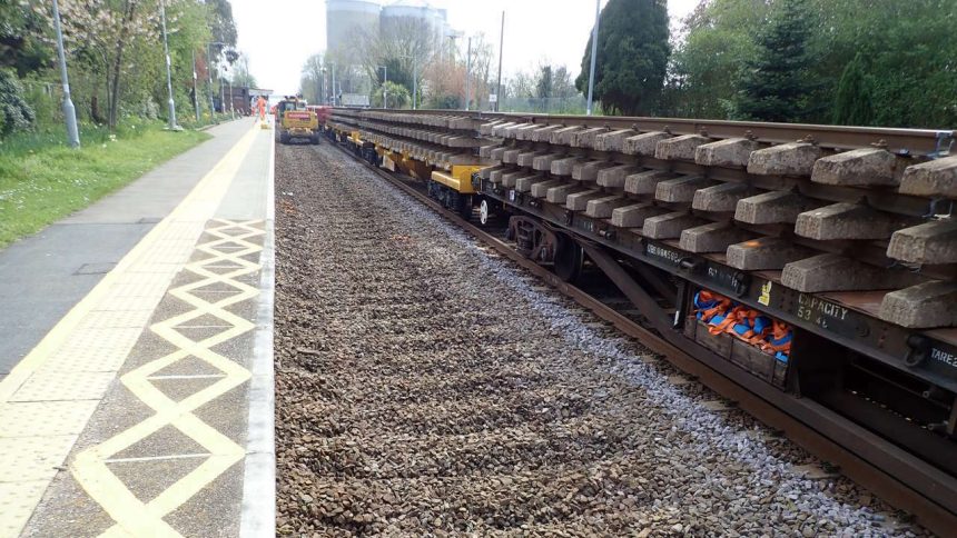 Track replacement in progress at Cantley