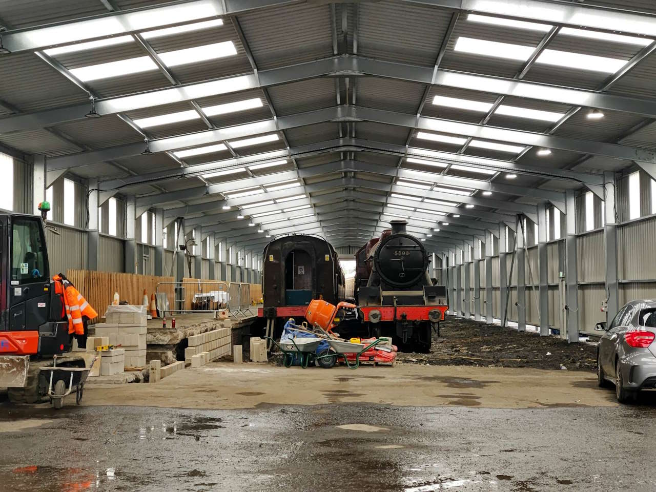 Inside the carriage shed