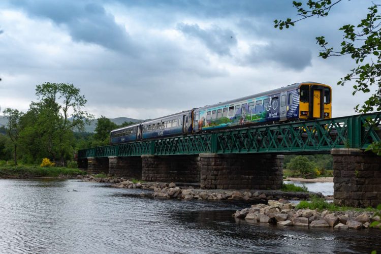 A ScotRail train travelling between Crianlarich and Oban