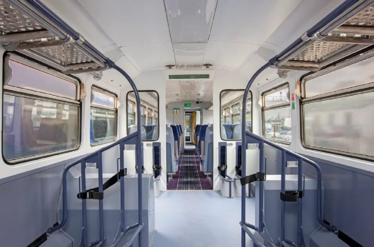 Interior of Highland Explorer Carriage showing cycle racks and seating.