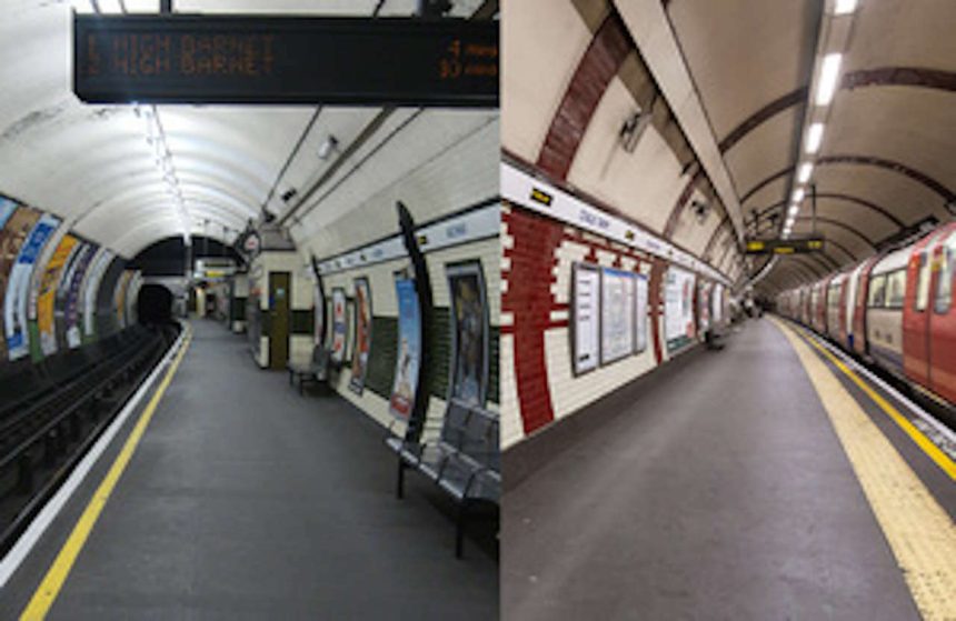 The platforms involved at Archway (left) and Chalk Farm (right)