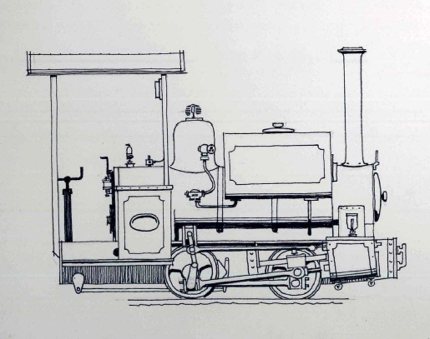 Line drawing oo Kerr Stuart Wren locomotive 3114
