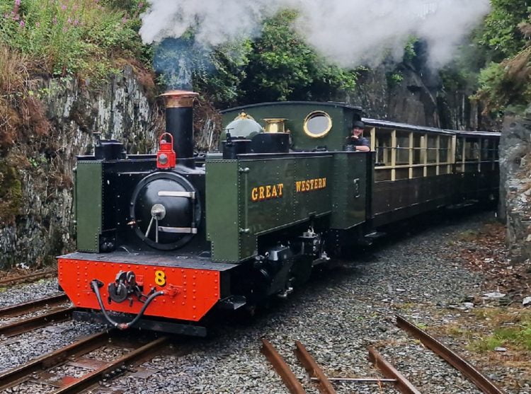 Number 8 heads its train into Devils Bridge Station