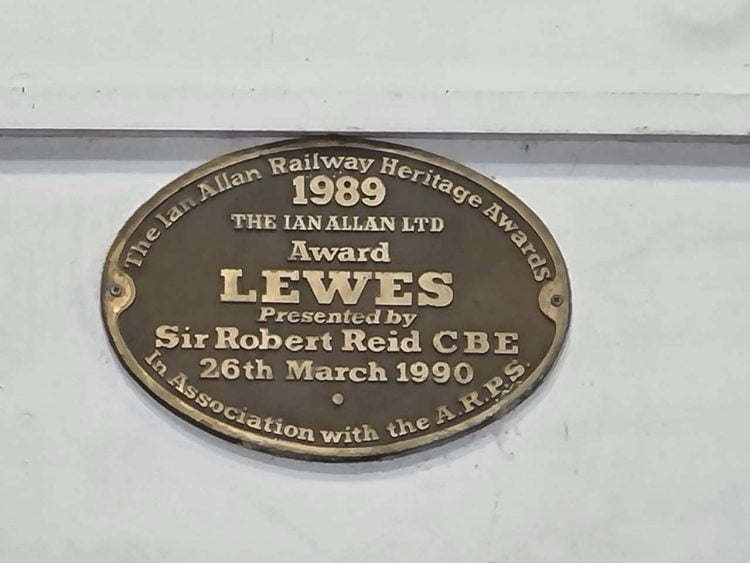 Plaque at Lewes station