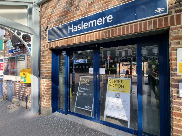 Haslemere station closed due to strike 26/8/23