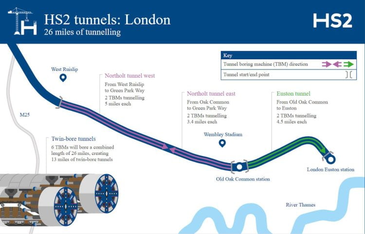 HS2 Northolt Tunnels map