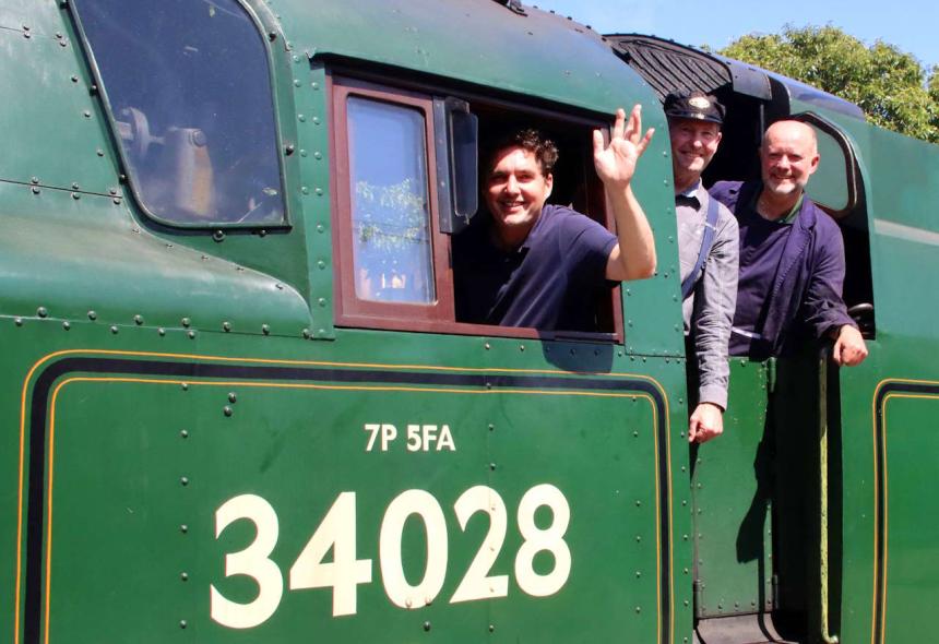 Rail Minister Huw Merriman at the Swanage Railway