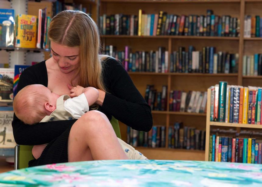 lucy breastfeeding ashton in the library