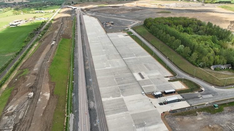 The area of the new freight facility at Northampton showing, top left, the access tunnel.