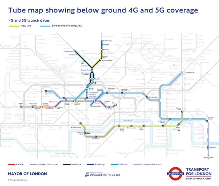Mobile Coverage Tube map - Sept 23
