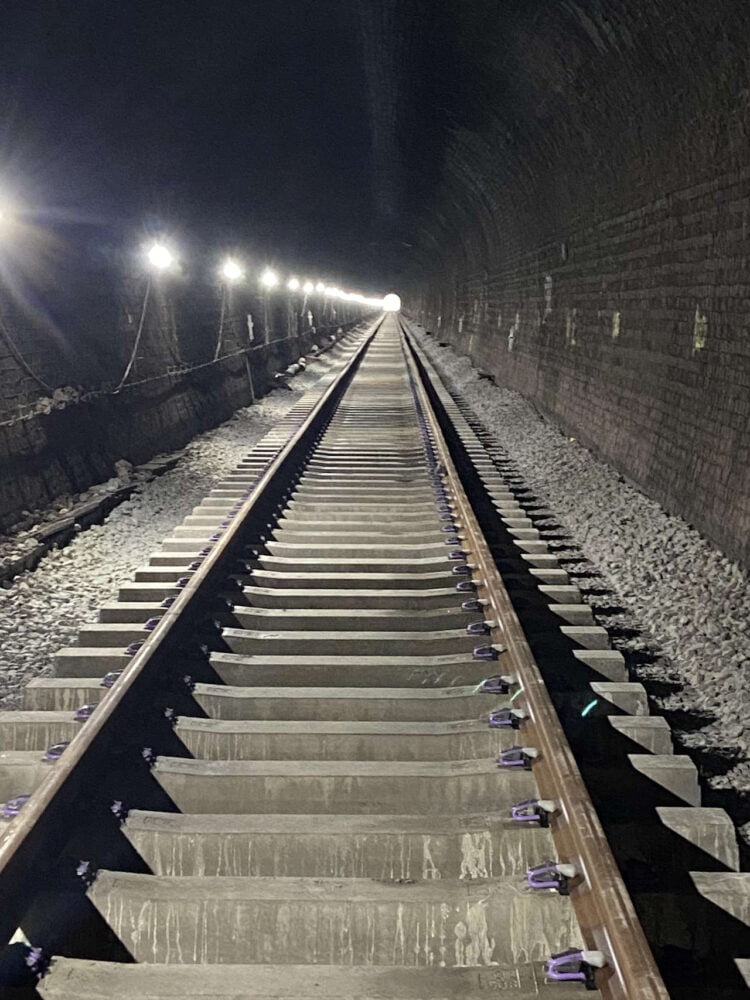 New track inside Dinmore tunnel