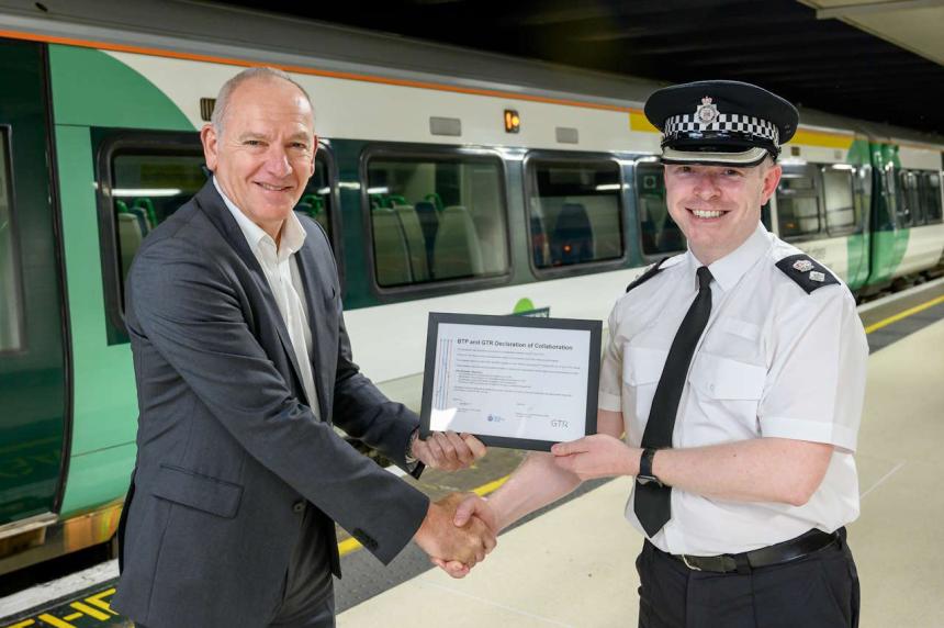Patrick Verwer, CEO of GTR (left) with Christopher Casey, Chief Superintendent at the BTP (right)