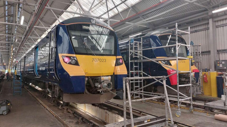 Class 707s being prepared at Gillingham depot
