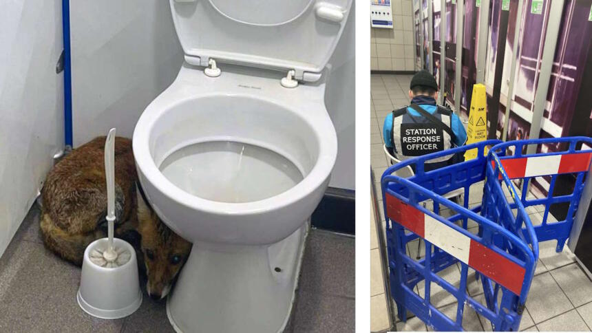 Fox found in Euston station toilet cubicle
