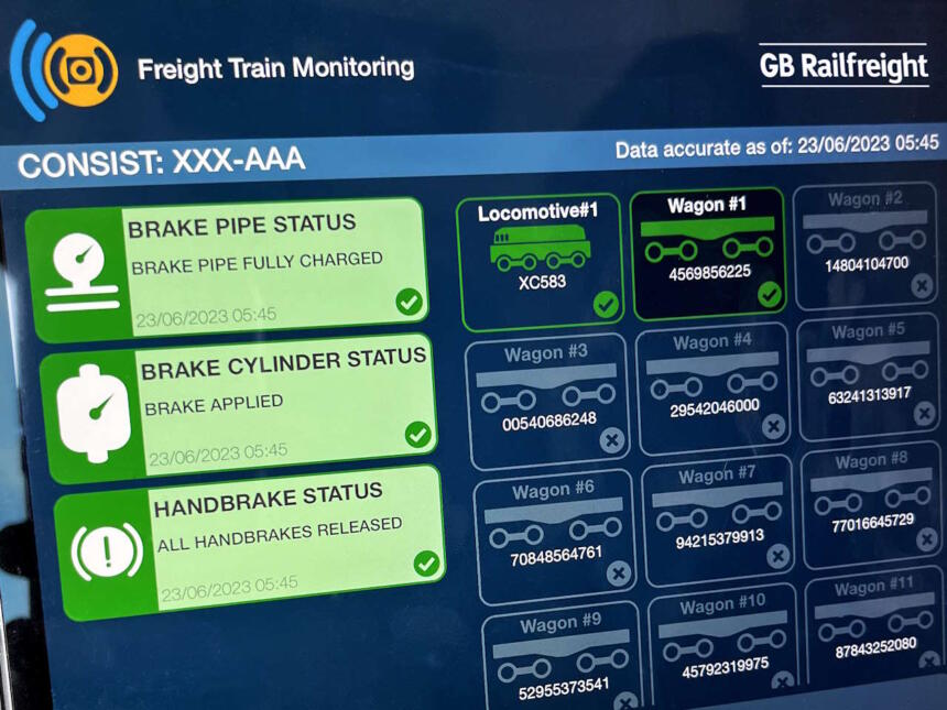 GB Railfreight screen display