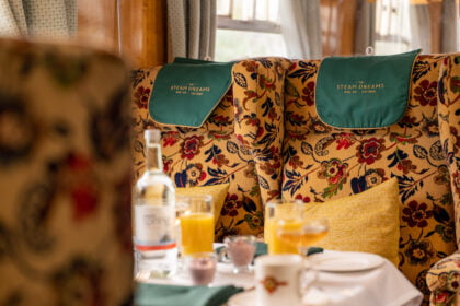 Luxury from a bygone age in a Pullman-style dining car // Credit Steam Dreams Rail Co
