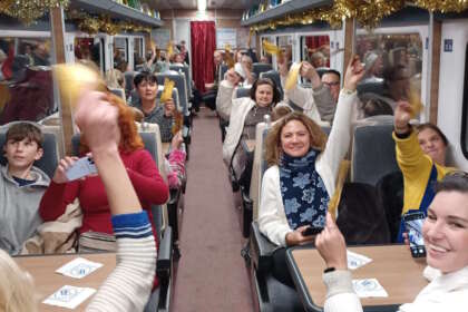 Ukrainian Families given a trip on the Mid Norfolk Railway Polar Express