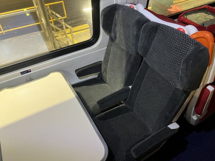 An example of the new seats in EMR's Class 222 trains. 