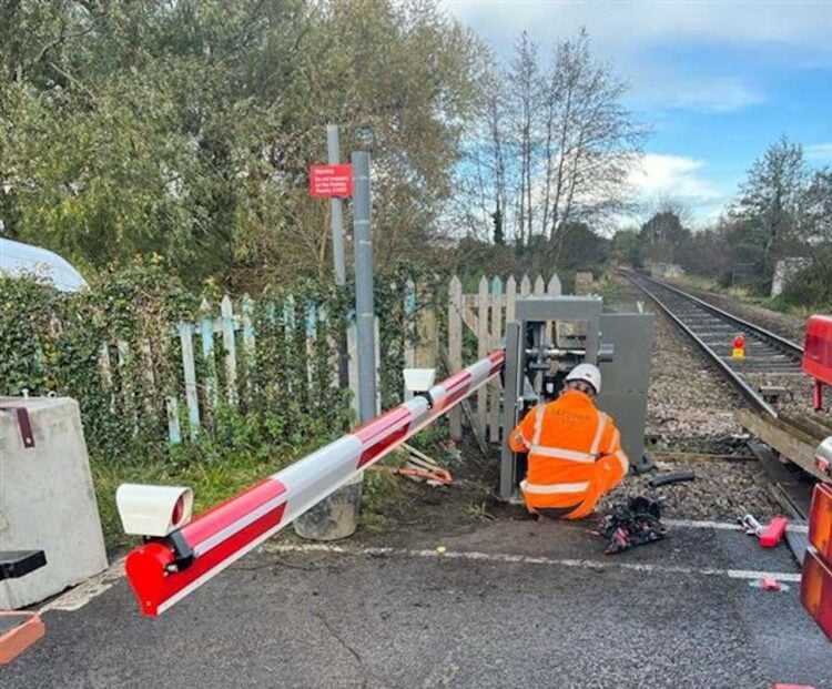 Work being carried out on Crewkerne level crossing. Credit: Network Rail