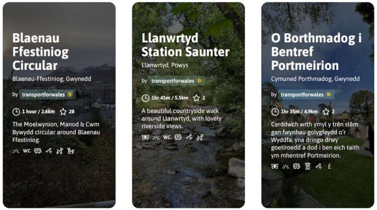 The Jauntly app's home page. // Credit: Transport for Wales