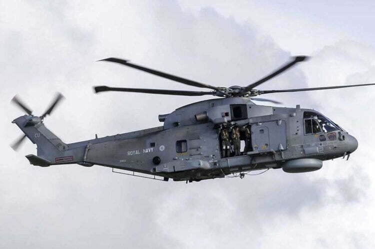 Pictured: MKII Merlin leaves RNAS Culdrose to head to the Citadel in Plymouth. // Credit: Great Western Railway 