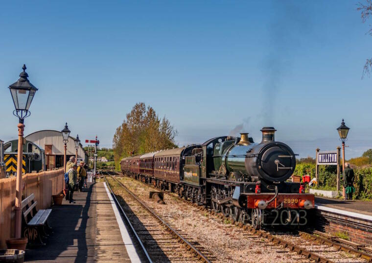 2999 Lady of Legend arrives into Williton, West Somerset Railway
