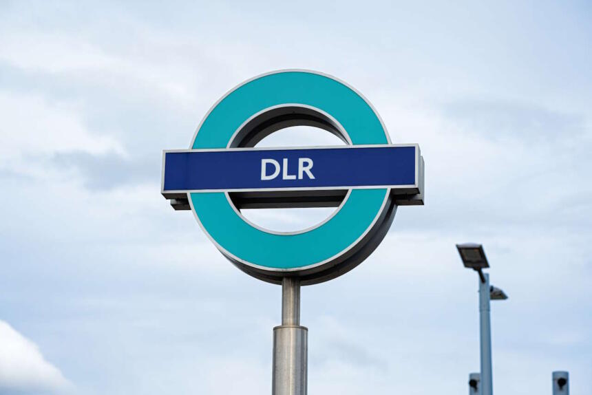 DLR Doris and Dave. Roundel, Beckton DLR station.