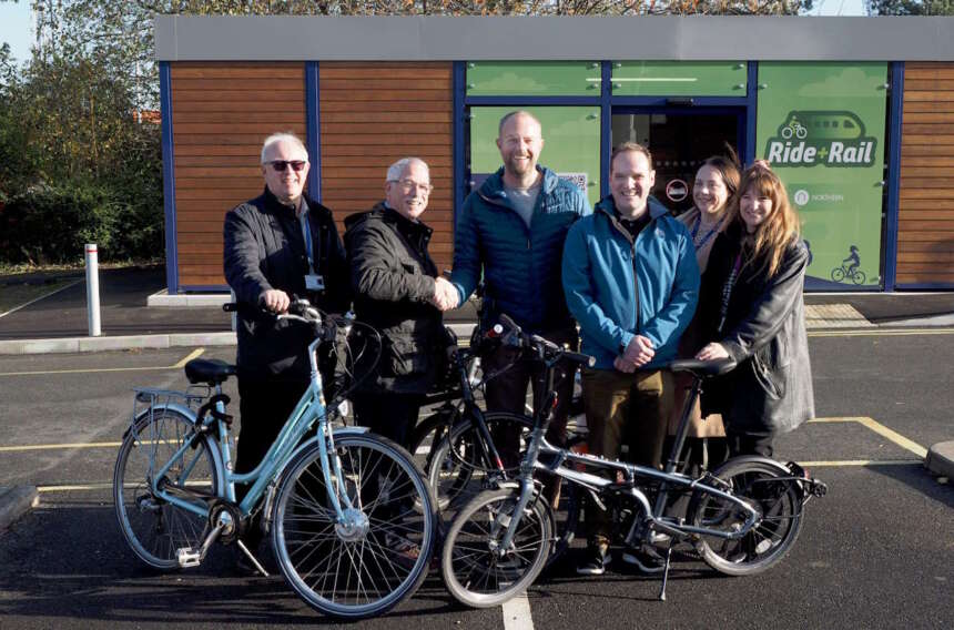 This image shows the opening of the new cycle hub