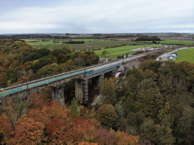 Photo of Plessey Viaduct as work nears completion