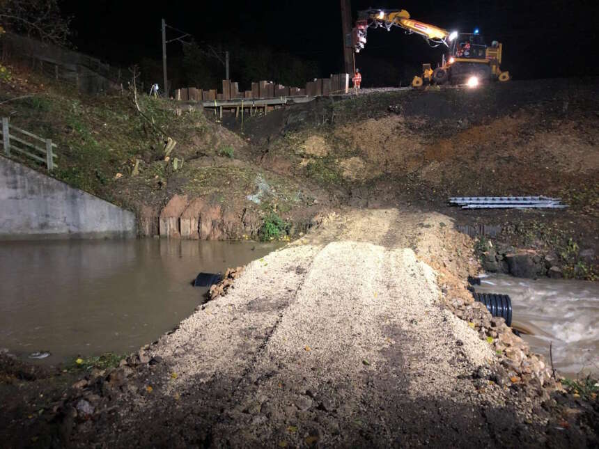 Work continues to reinforce the land at Aycliffe, Network Rail