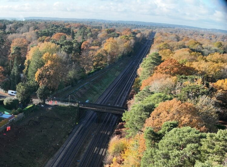 Aerial view of landslip site // Credit: Network Rail