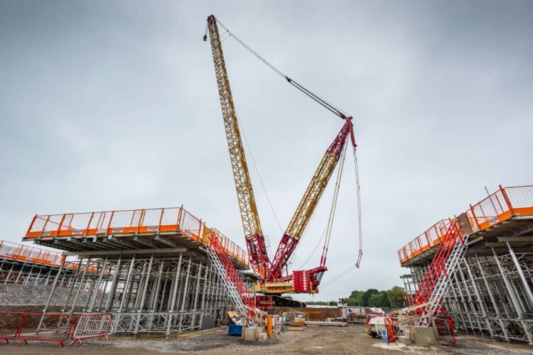 High Furlong Viaduct crane at work Oct 2023 