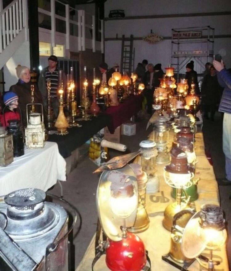 A previous year's display of vintage oil lamps. // Credit: Mid-Suffolk Light Railway 