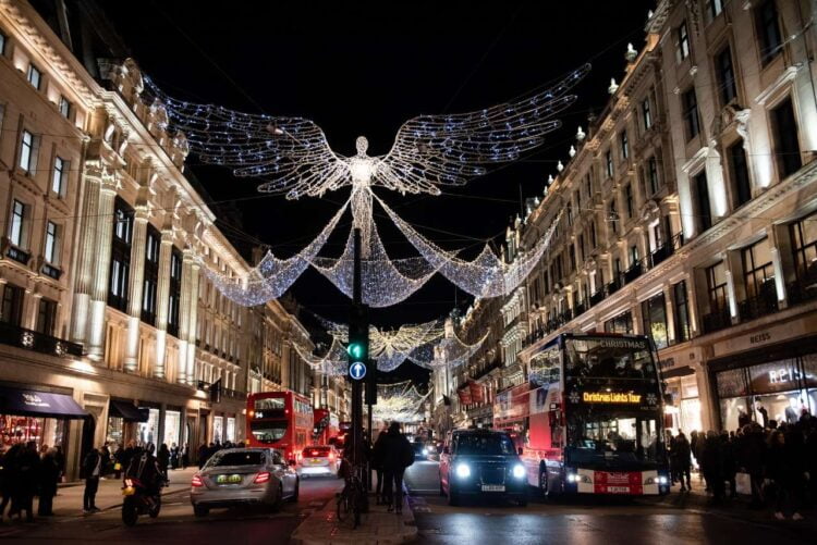Christmas lights on Regent Street, December 2018