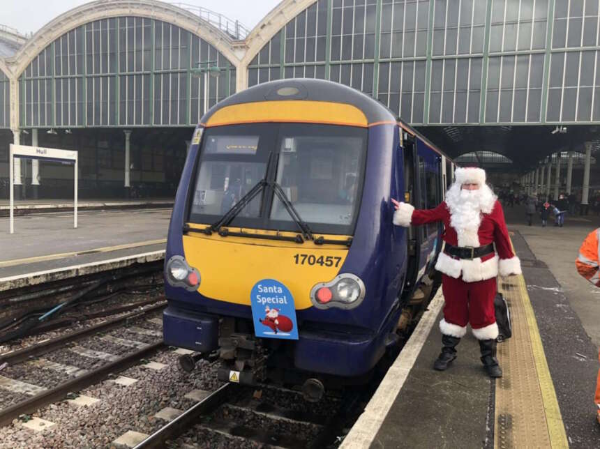 Father Christmas with the festive train